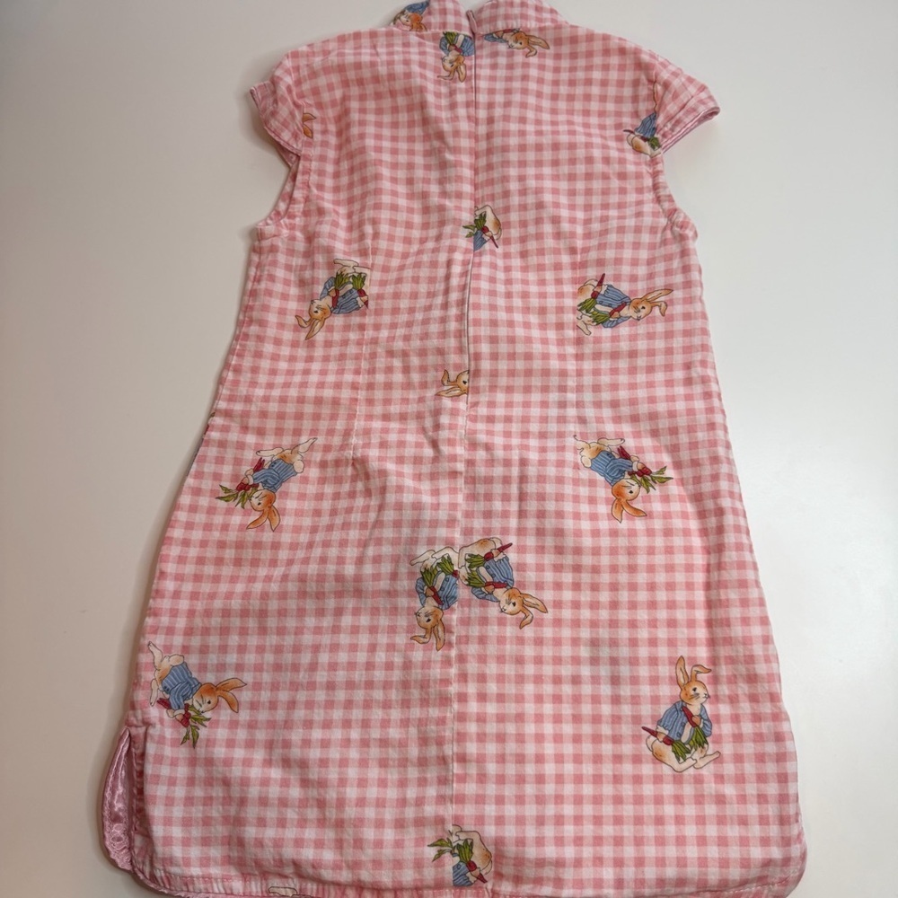 Pink Gingham Kids Dress with Peter Rabbit Motif Easter - Picture 4 of 7